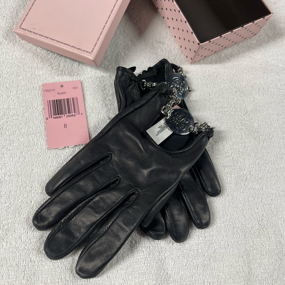 Juicy Couture black leather driving gloves